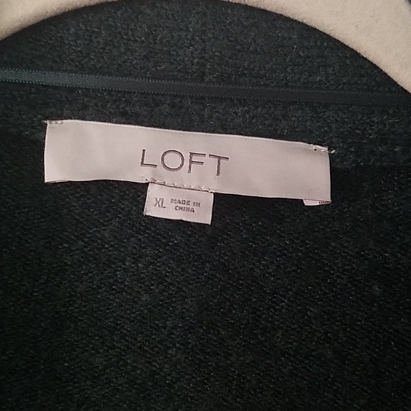 LOFT | Dark Green Open Front Cardigan Sweater - Picture 5 of 6